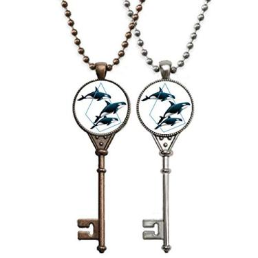 Imagem de OFFbb-USA Colar com pingente de baleia Killer Whale Range Swimming Families para decoração de casais