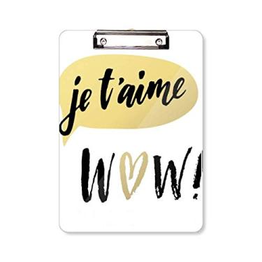 Imagem de Prancheta Je T'Aime I Love You estilo citação pasta, bloco de escrita A4