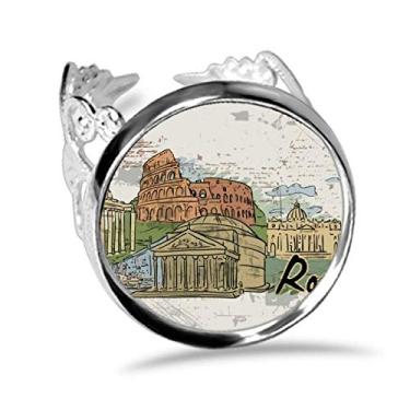 Imagem de DIYthinker Anel de noivado com motivo de paisagem de Roma Itália ajustável amor casamento