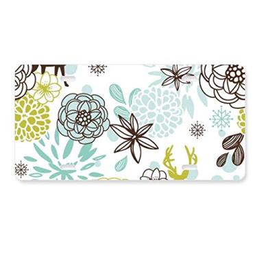 Imagem de DIYthinker Decoração de veados Flor Natal Animal Placa de licença Decoração de carro Acessório de aço inoxidável