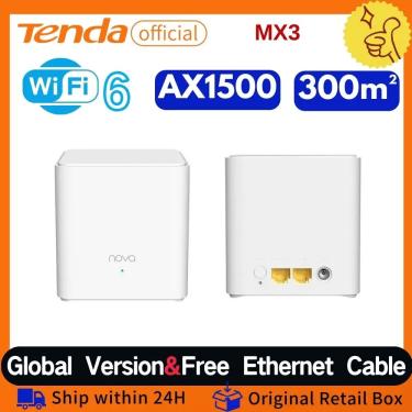 Imagem de Roteador WiFi Mesh de Banda Dupla  AX1500  WiFi6  Tenda MX3  6 Gigabit  2.4Ghz  5Ghz  Casa Inteira