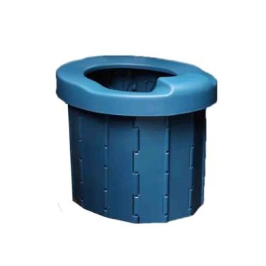 Imagem de JUSHZ Sanita de campismo portátil para adultos sanitários portáteis sacos de exterior balde para casa interior idosos cabeceira dobrável ao ar livre para viagens de carro emergências (azul, 37,5 x