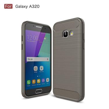 Imagem de Capa para Samsung Galaxy A3 (2017), Manyip Capa de material de fibra de carbono TPU, capa ultrafina fina, lisa, antiderrapante, antiimpressões digitais, capa protetora simples e elegante para Samsung