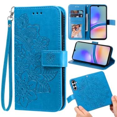 Imagem de Furill Capa carteira compatível com Samsung Galaxy A05s/A05 e protetor de pulso flor couro flip porta-cartão de crédito suporte acessórios para celular capa para celular Ao5s Ao5 A 05s 05 meninas