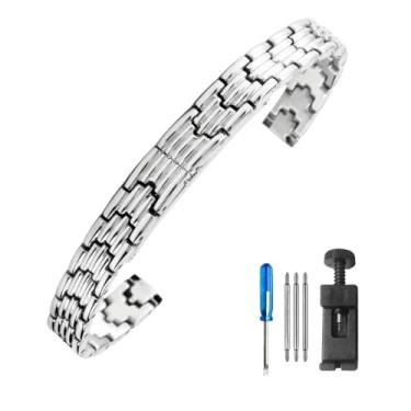 Imagem de Pulseira feminina de aço inoxidável para relógio Armani tamanho pequeno, para Dw Longines Ck Folli Follie 10 mm (aço, 10 mm)