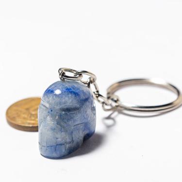 Imagem de Chaveiro Crânio Quartzo Azul Pedra Natural Caveirinha
