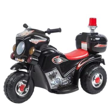 Imagem de Mini Moto Elétrica Infantil Polícia Preta 6v com Som e Luz Giroflex Zippy Toys