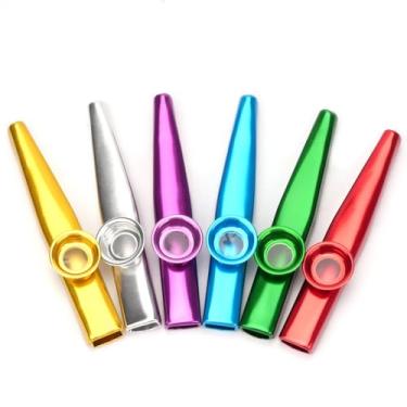 Imagem de SUEIANNMN 6 Cores Kazoo Instrumentos Musicais Liga de Alumínio Kazoo Conjuntos com 6 Membranas Harmonica Acompanhamento Musical para Guitarra, Ukulele, Violino, Teclado Piano