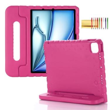 Imagem de Capa infantil para iPad Pro de 11 polegadas 2024 e iPad Air 11 polegadas 2024/2025 à prova de choque com suporte para lápis, alça robusta Techcircle leve, espuma vinílica acetinada, amortecedor,