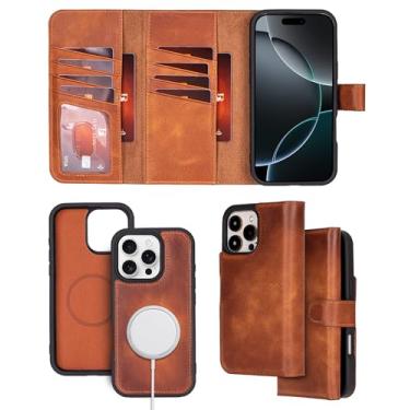 Imagem de Bayelon Capa carteira para iPhone 16 Pro Max 6,9 polegadas, carteira de couro com três dobras, capa flip magnética removível, porta-cartões, capa carteira para iPhone 16 Pro Max, compatível com