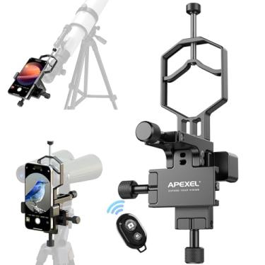 Imagem de APEXEL Adaptador de telefone CNC para telescópio de 3 eixos de alumínio, adaptador de foto de alta precisão XYZ-Axis serve para todos os smartphones, suporte de telefone para binóculos, monóculos,