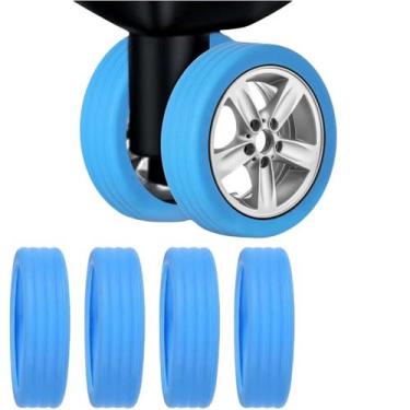 Imagem de Kit 4 Protetor De Rodas Mala Bagagem Viagem Capa De Silicone - Proteto