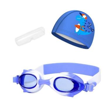 Imagem de Kit Óculos Natação Com Estojo e Touca Infantil Desenhos Coleção Peixin