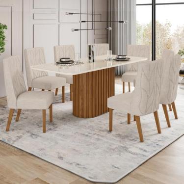 Imagem de Mesa de Jantar 8 Lugares Legacy com Vidro Nature/Off White/Linho - Pan