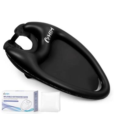 Imagem de Cehim Bacia de xampu inflável – Tigela de xampu portátil, lavatório de cabelo para acamados, deficientes, feridos, banheira de lavagem de cabelo para dreadlocks e lavagem de pia em casa (preto,