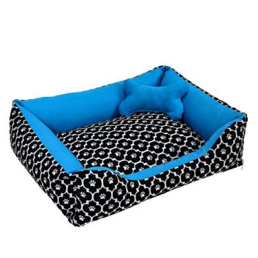 Imagem de Cama para Cachorro ou Gato Tamanho Grande 70x55cm + Ossinho Patinha Tu
