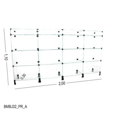 Imagem de Balcão de Vidro com Porta Bijuteria - C/ Conectivo Preto -  MOD.50 - 2