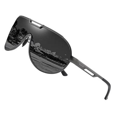 Imagem de TEAPLMTT Óculos de sol aviador retrô polarizados para homens, armação de metal piloto, ultraleve, Armação de metal/lente cinza, largle