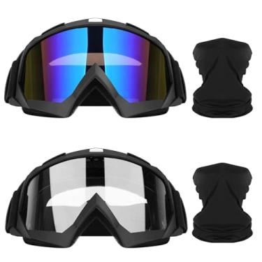 Imagem de Lievermo Óculos de Motocicleta, Pacote com 2 Unidades, Quadriciclo, Off-Road, Motocross, Esqui, À Prova de Vento, Proteção Solar UV, Preto