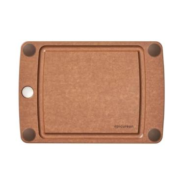 Imagem de Epicurean Tábua de corte multifuncional com pés antiderrapantes e ranhura para suco, 25,4 cm x 17,7 cm, noz-moscada/marrom