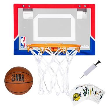 Imagem de Franklin Sports Mini cesta de basquete NBA Over The Door - Minicarola interna personalizada para crianças com todos os 30 adesivos de equipe - Cesta de fãs para quarto + escritório