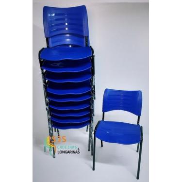 Imagem de Cadeira iso fixa empilhavel kit com 10 unidades Azul - SJS Cadeiras e 