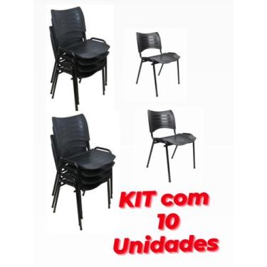 Imagem de Cadeira iso empilhavel preta Kit com 10 unidades - SJS