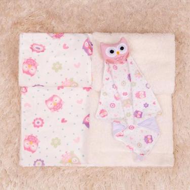Imagem de Kit Cobertor com Naninha para Bebê 2 pcs - Miguel Baby Enxovais, Coruj