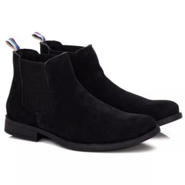 Imagem de Botina Chelsea Areia Casual Masculina Bege Preto Costurada Alta Qualid