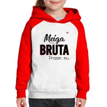 Imagem de Moletom Infantil Meiga meio bruta - Foca na Moda, Branco, Vermelho, 8