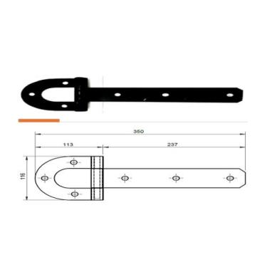 Imagem de 01 Par dobradiça de porteira tipo ferradura n 03 1/4 portão, curral - 