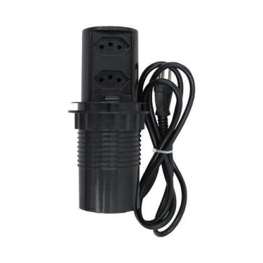 Imagem de Torre De Tomada Embutir Pop 2 Tomadas 20a Preta - QTMOV