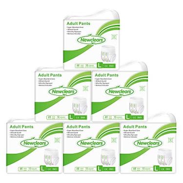 Imagem de Newclears Roupa íntima para incontinência feminina e masculina, fraldas descartáveis para adultos, absorventes, absorção máxima para deficiência pós-natal cuidados com pacientes acamados, pacote com