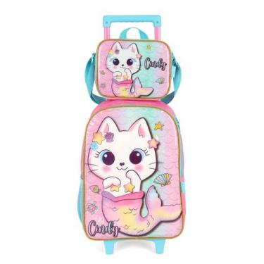 Imagem de Kit Mochila Rodas Lancheira Infantil Luxcel Cindy IC40972CD, Rosa
