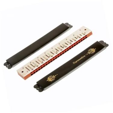 Imagem de Para Iniciantes harmônica Chave De Gaita Tremolo De 24 Buraco Gaita De Órgão De Boca C Tremolo Para Adultos Profissionais Com Caixa De Couro(B)