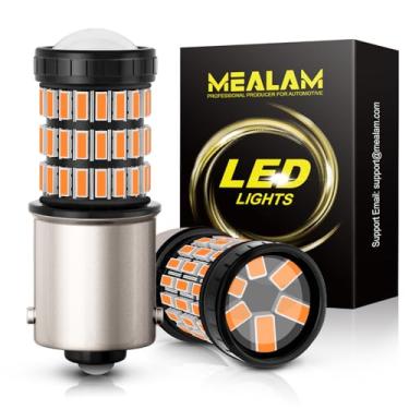 Imagem de MEALAM Lâmpadas LED 1156 1141 1003 7506 BA15S Amarelo âmbar, Super Brilhantes 60 Chips SMD para Carro Caminhão Backup Luz de Ré Luz de Sinalização de Quebra Traseira (Pacote com 2)