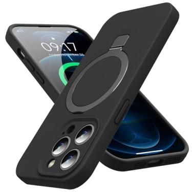 Imagem de KMAMBAG Capa Mag-Ring projetada para iPhone 12 Pro, silicone líquido [fator hidratante] capa de celular extremamente macia e fina com suporte [compatível com MagSafe] para 12 Pro 6,1 polegadas homens