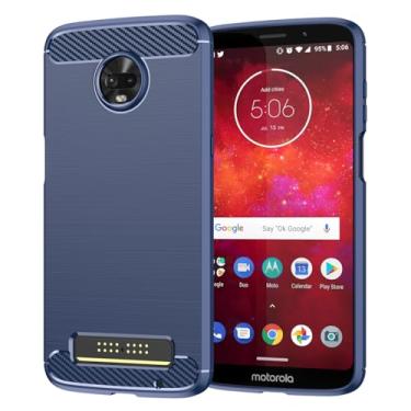 Imagem de Vavies Capa para Moto Z3 Play, capa para Motorola Z3, para Moto Z3 Force XT1929 capa de fibra de carbono fina TPU capa protetora de absorção de choque capa de telefone à prova de choque para Motorola
