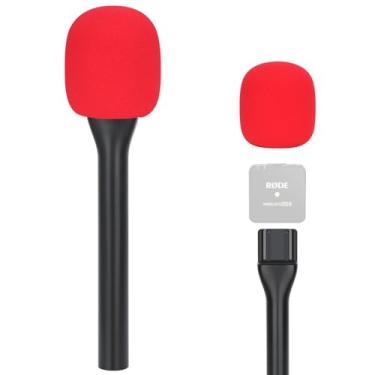 Imagem de Suporte de microfone sem fio portátil para microfone Rode Wireless com filtro pop (vermelho), suporte para Rode Wireless Go 2/Wireless Pro, adaptador de microfone de mão para Rode Wireless Go/Rode