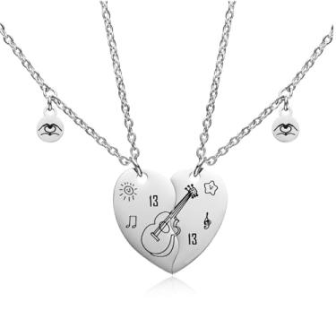 Imagem de Zuremid Colar Friend 2, BFF Colar para 2 Coelhos Fofos 13 Inspirados em Coração Conjunto de Colares de Mãos para Fãs de TS Amantes de Música Mulheres Homens Casais, Aço inoxidável, Sem Pedra Preciosa