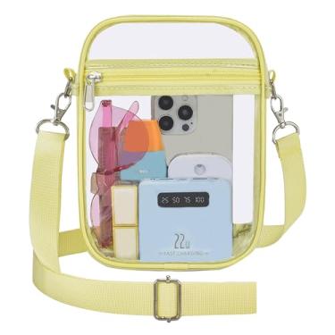 Imagem de Oraben Bolsa carteiro transparente aprovada para estádios, bolsa transparente transversal para trabalho, treino, esportes, Gema amarela, Mini
