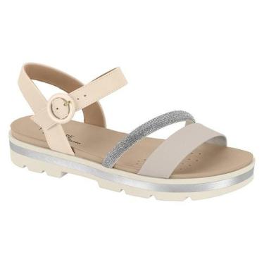 Imagem de Sandalia Feminina  Modare Fivela Conforto Brilho Estilosa, Cinza creme