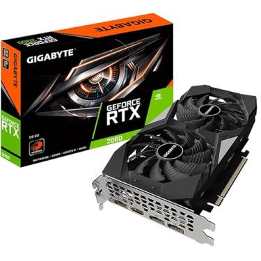 Imagem de GIGABYTE Placa gráfica GeForce RTX 2060 D6 6G (rev. 2.0), 2 ventiladores WINDFORCE, 6GB 192-Bit GDDR6, GV-N2060D6-6GD REV2.0