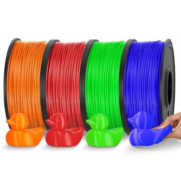Imagem de JAYO Pacote de filamentos de impressora 3D TPU, filamento TPU macio flexível 95A 1,75 mm, carretel de 250 g, 4 rolos, 1 kg no total, verde + laranja + vermelho + azul