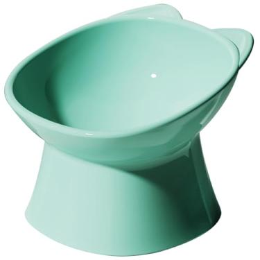 Imagem de GKYZBB Tigelas elevadas para gatos, tigela de comida de gato inclinada a 15° antivômito, pratos de comida para cães e gatos pequenos (verde)