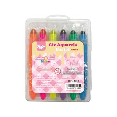 Imagem de DAC - Giz de Cera Retrátil Aquarela Neon com 6 Cores - Pooh