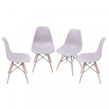 Imagem de Kit 4 Cadeiras Base Madeira Eames Dkr OR Design Cinza