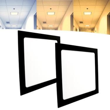 Imagem de Kit 2 Painel Plafon Led 25w Embutir Quadrado Preto Bivolt (Branco Frio)