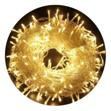 Imagem de Cordão Pisca Natal 30m Branco Quente 300 Leds 8 Modos Luvinco 220v