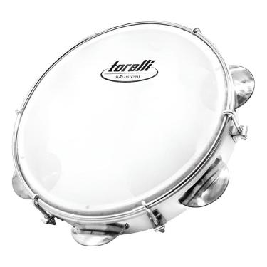 Imagem de Pandeiro 8`` Injetado Em Abs Branco Torelli Tp809